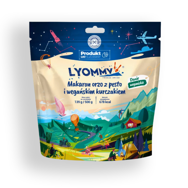 Liofilizat Lyommy Makaron orzo z pesto i wegańskim kurczakiem