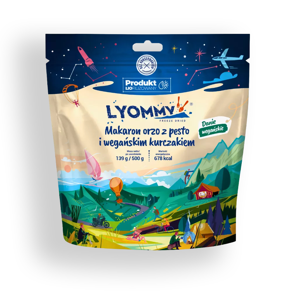 Liofilizat Lyommy Makaron orzo z pesto i wegańskim kurczakiem