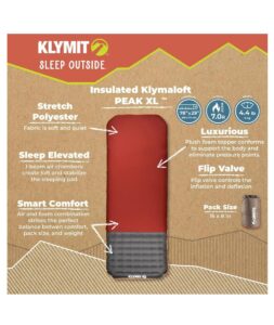 Materac Klymit Insulated Klymaloft Peak XL, picante