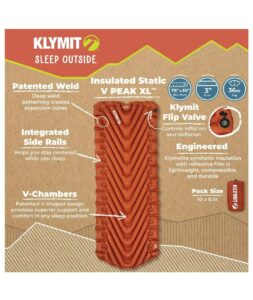 Materac Klymit Insulated Static V Peak XL, flame