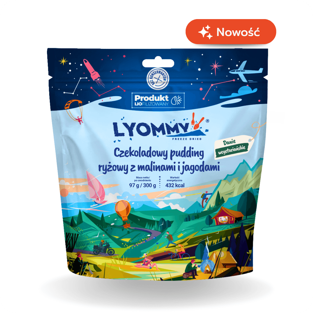 Liofilizat Lyommy Czekoladowy pudding ryżowy z malinami i jagodami
